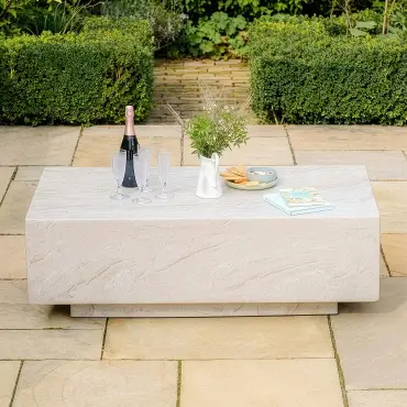 Rectangular Stone Coffee Table in Marble Effect