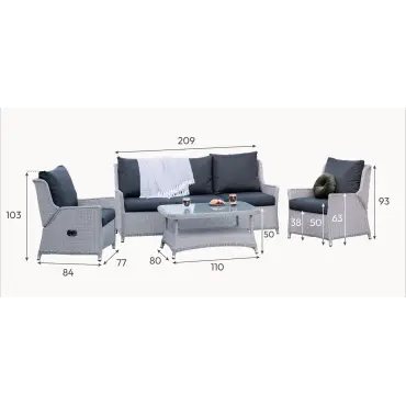 Talia Grande Rattan 3 Seater Sofa Set Lounging Set