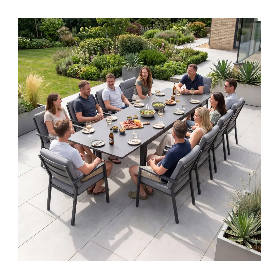 Vogue 10 Seat Aluminium Dining Set - Rectangular Extending Table with 10 Chairs Vogue 10 Seat Aluminium Dining Set - Rectangular Extending Table with 10 Chairs