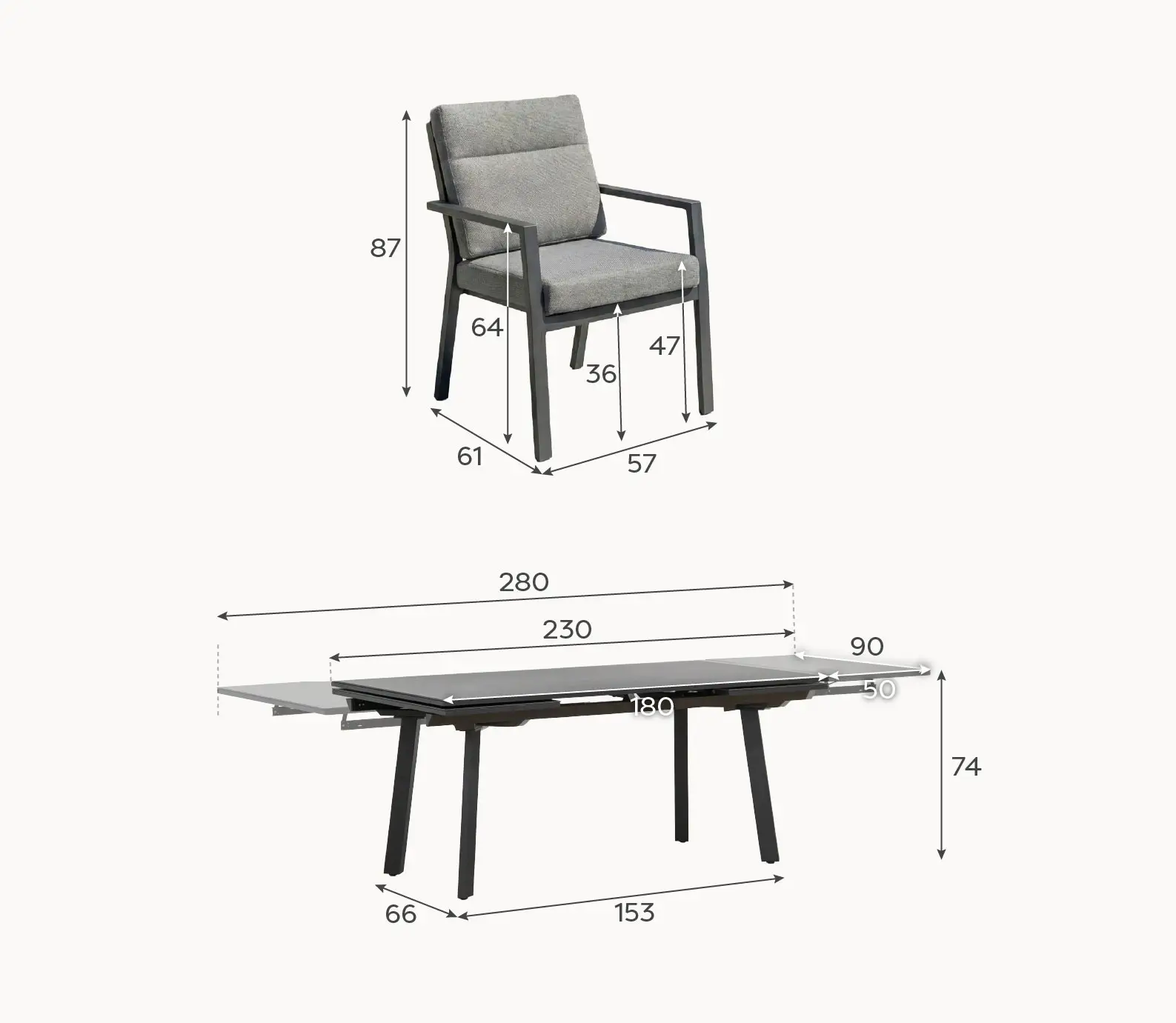 Vogue 10 Seat Aluminium Dining Set - Rectangular Extending Table with 10 Chairs