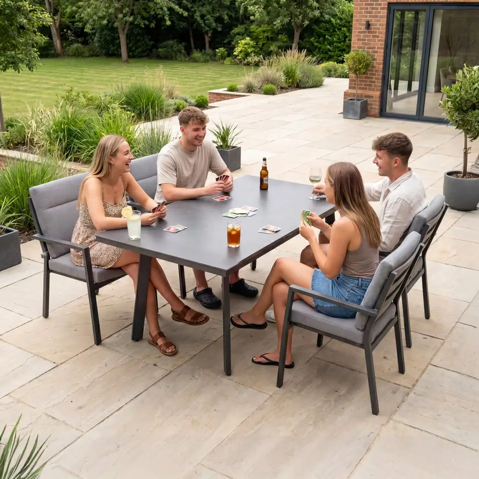Vogue 4 Seat Aluminium Dining Set - Rectangular Extending Table with 4 Chairs