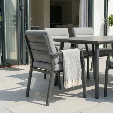 Vogue 6 Seat Aluminium Dining Set - Rectangular Table
