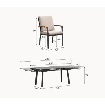 Leah 4-10 Seat Aluminium Dining Set - Rectangular Extending Table with 10 Chairs