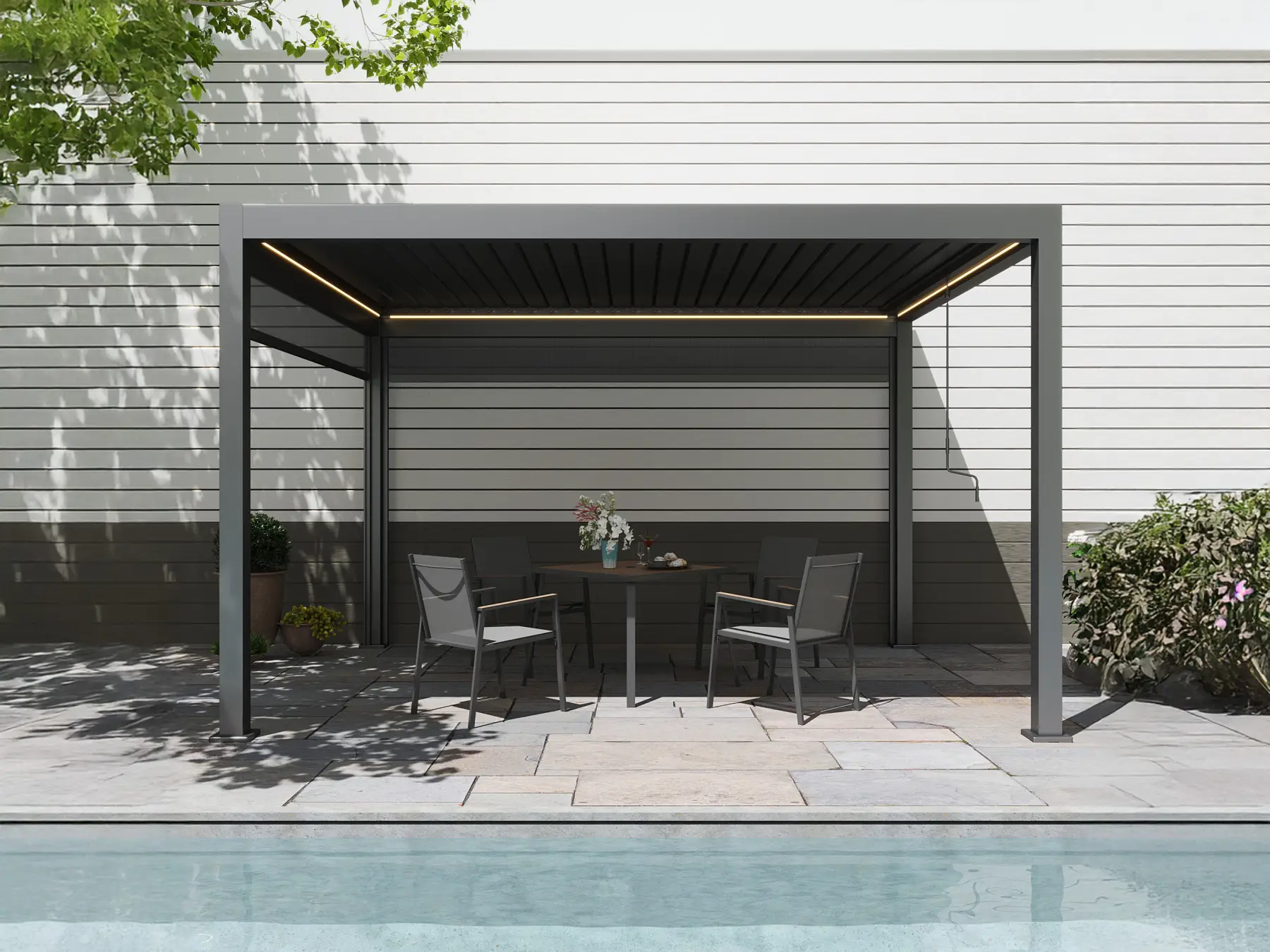 Neptune 4 x 3m LED Retractable Roof Gazebo