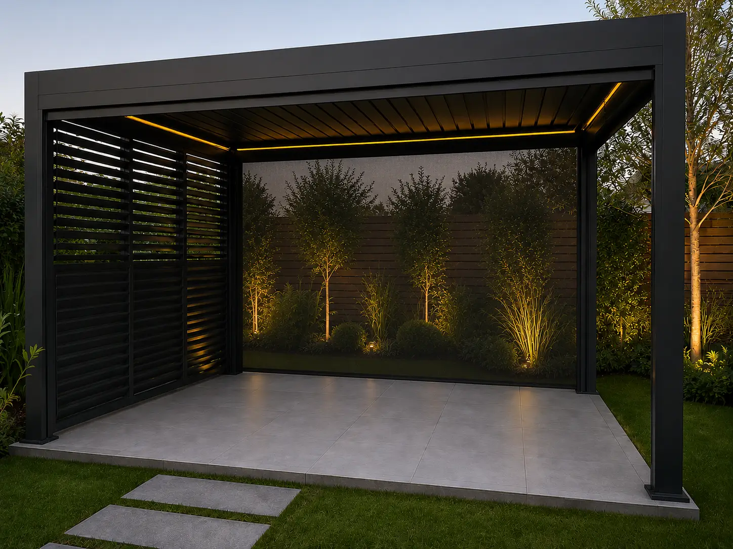 Neptune 4 x 3m LED Retractable Roof Gazebo