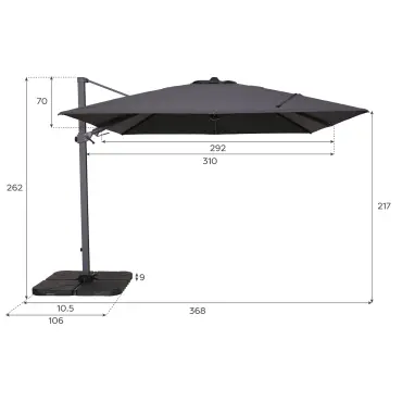Astra 3.0m x 3.0m Square Aluminium Cantilever Parasol
