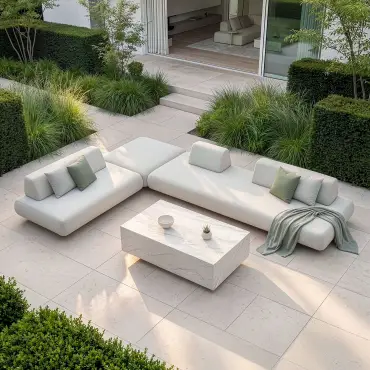 Fabric Cannes Large Corner Sofa Set - Rectangular Marble Effect Coffee Table