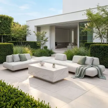Fabric Cannes Large Corner Sofa Set - Rectangular Marble Effect Coffee Table
