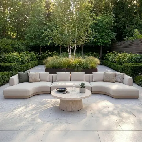 Fabric Lyon Small U Shape Sofa Set with Round Table