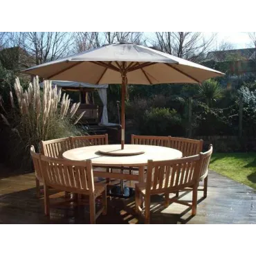 Chunky 2.1m Teak Table and Contour Benches | FSC® Certified  - 3