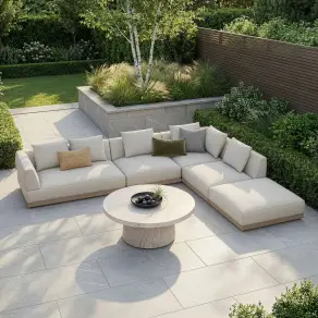 Fabric Lyon Large Corner Sofa Set with Round Table