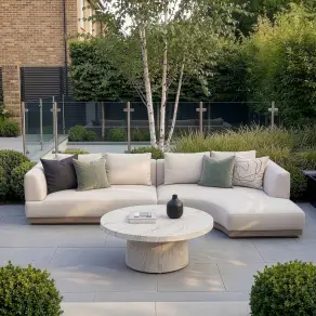 Fabric Lyon Small Corner Sofa Set with Round Table
