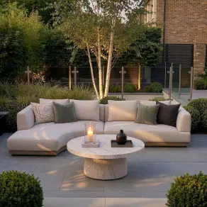 Fabric Lyon Left-Handed Small Corner Sofa Set with Round Table
