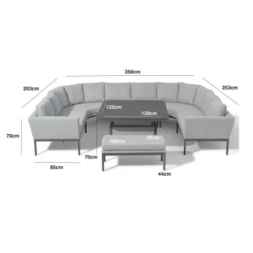 Fabric Pulse U-Shape Corner Dining Set - Rising Table