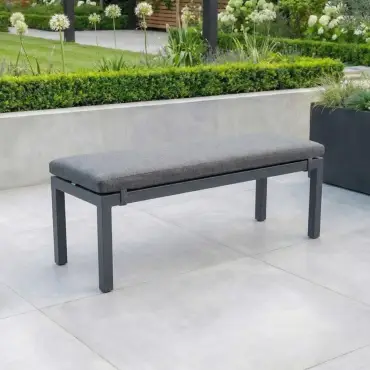 Juno 3 Seater Aluminium Wood Effect Reclining Lounge Dining Set with 2 Armchairs and Bench