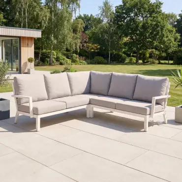 Vogue Aluminium Compact Corner Aluminium Lounging Sofa in Chalk White