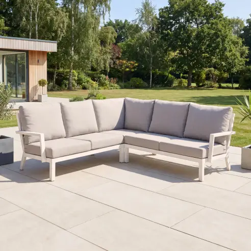 Vogue Aluminium Compact Corner Aluminium Lounging Sofa in Chalk White Vogue Aluminium Compact Corner Aluminium Lounging Sofa in Chalk White