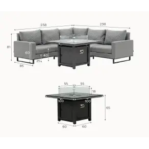 Eclipse Deluxe Corner Fabric Dining Set - Gas Fire Pit Table