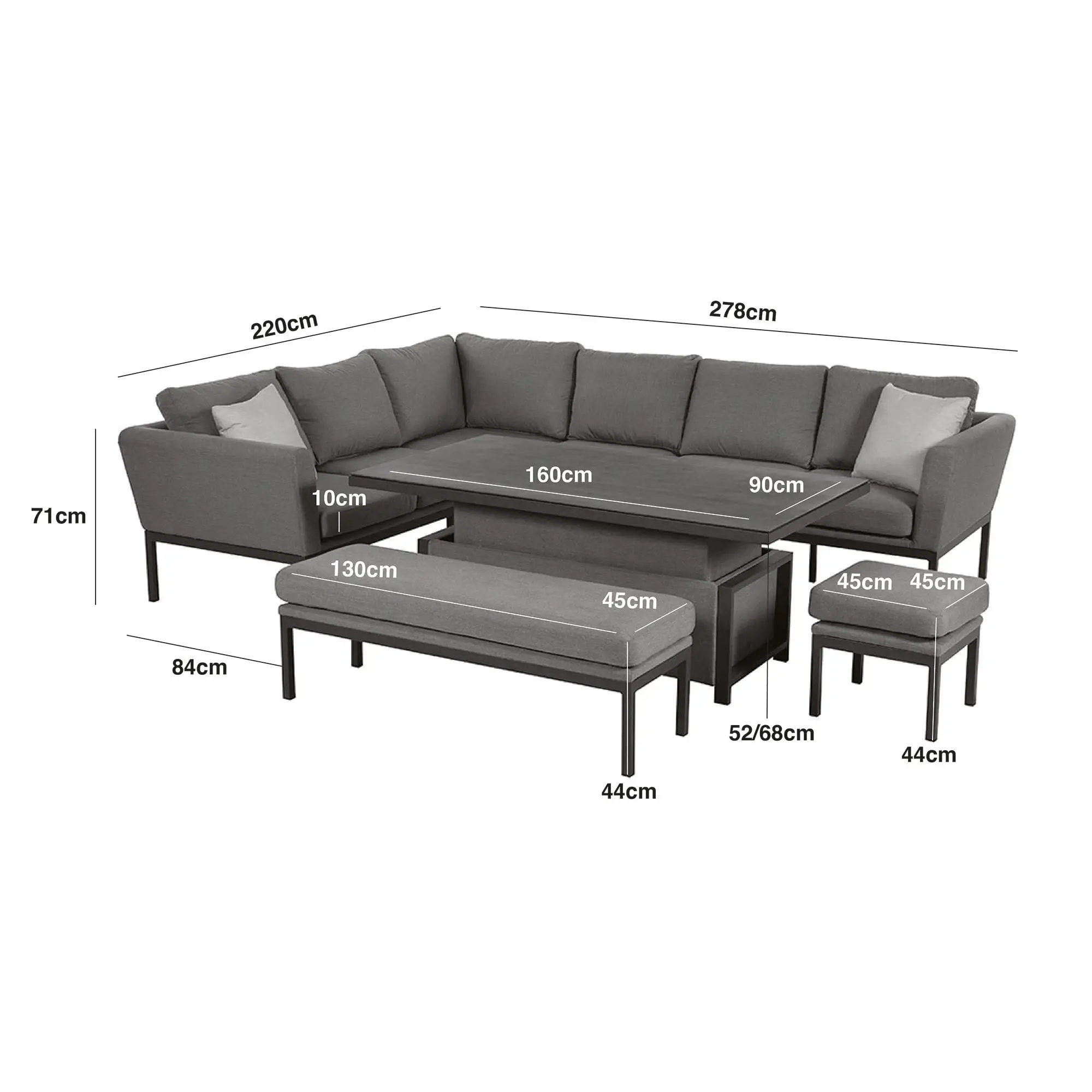 Pulse Rectangular Corner Dining & Rising Table