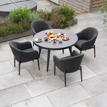 Duke 4 Seat Fabric Dining Set - Round Table