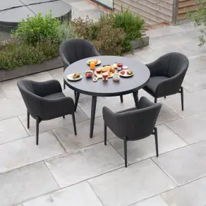 Duke 4 Seat Fabric Dining Set - Round Table