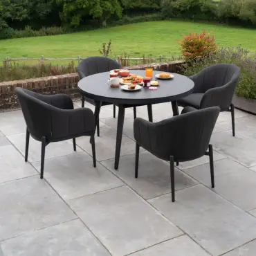 Duke 4 Seat Fabric Dining Set - Round Table