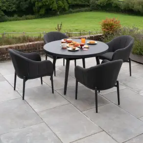 Duke 4 Seat Fabric Dining Set - Round Table
