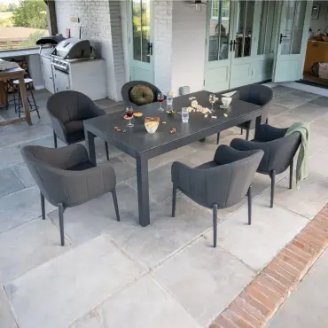 Duke 6 Seat Fabric Dining Set - Rectangular Table