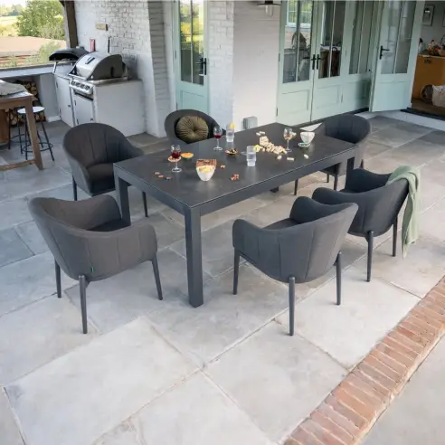 Duke 6 Seat Fabric Dining Set - Rectangular Table Duke 6 Seat Fabric Dining Set - Rectangular Table