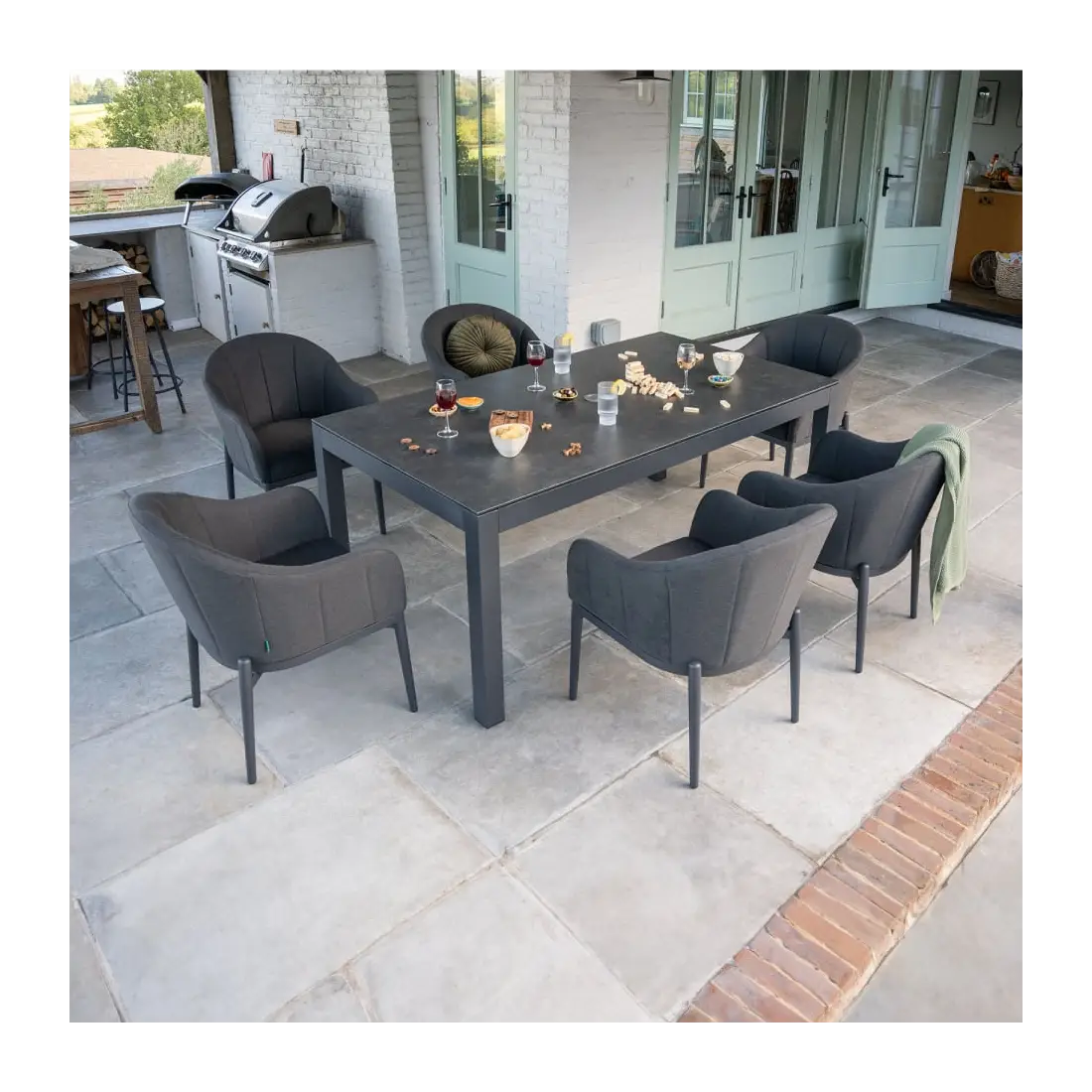 Duke 6 Seat Fabric Dining Set - Rectangular Table Duke 6 Seat Fabric Dining Set - Rectangular Table