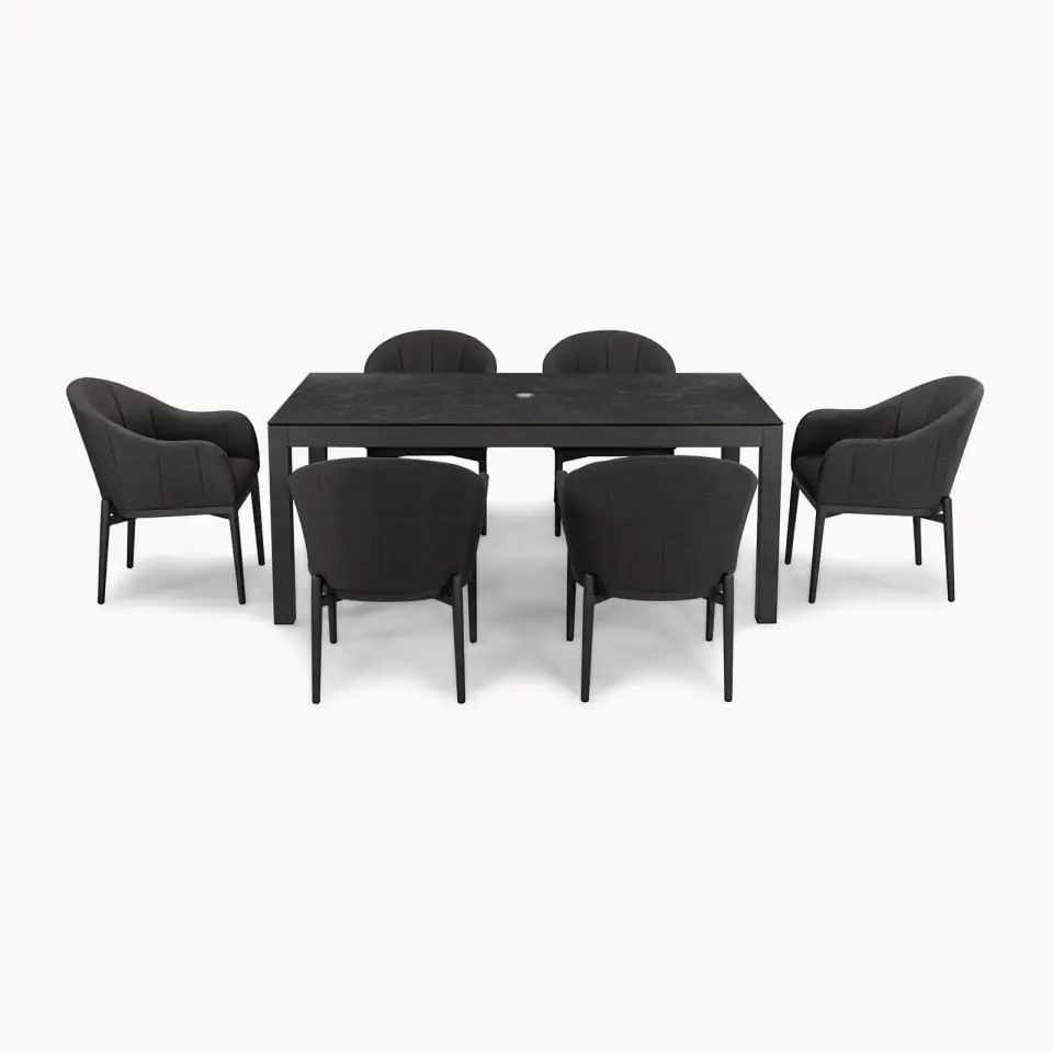 Duke 6 Seat Fabric Dining Set - Rectangular Table