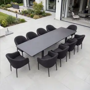 Duke 4-10 Seat Fabric Dining Set - Rectangular Extending Table with 10 Chairs