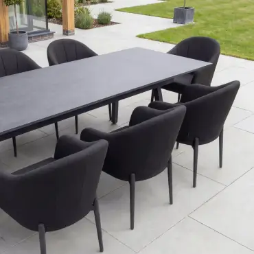 Duke 4-10 Seat Fabric Dining Set - Rectangular Extending Table with 8 Chairs