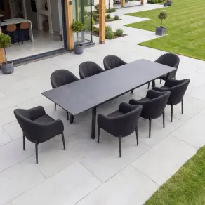 Duke 4-10 Seat Fabric Dining Set - Rectangular Extending Table with 8 Chairs
