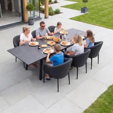 Duke 4-10 Seat Fabric Dining Set - Rectangular Extending Table with 6 Chairs