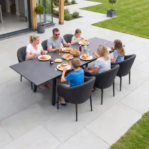 Duke 4-10 Seat Fabric Dining Set - Rectangular Extending Table with 6 Chairs