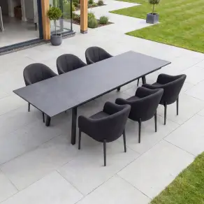 Duke 4-10 Seat Fabric Dining Set - Rectangular Extending Table with 6 Chairs