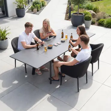 Duke 4-10 Seat Fabric Dining Set - Rectangular Extending Table with 4 Chairs