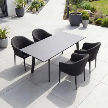 Duke 4-10 Seat Fabric Dining Set - Rectangular Extending Table with 4 Chairs