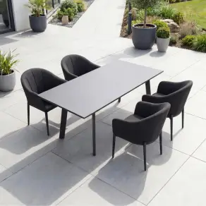 Duke 4-10 Seat Fabric Dining Set - Rectangular Extending Table with 4 Chairs