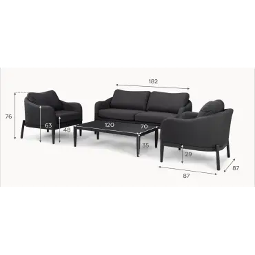 Duke Aluminium 2 Seater Sofa Lounging Set