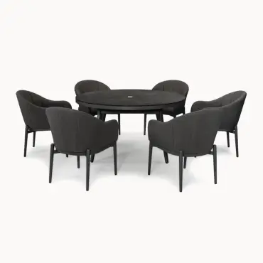 Duke 6 Seat Fabric Dining Set - Round Table