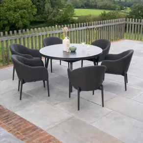 Duke 6 Seat Fabric Dining Set - Round Table