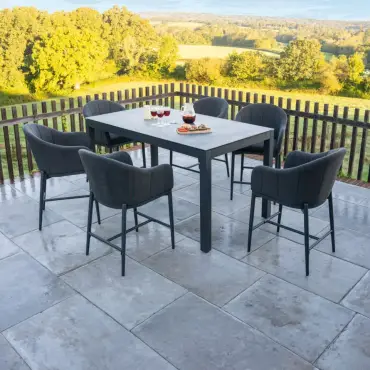 Duke 6 Seat Fabric High Dining Set - Rectangular Table