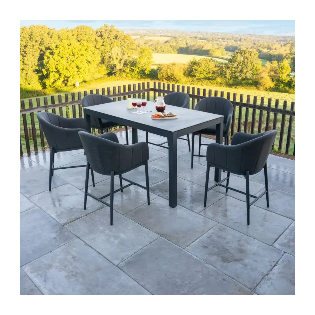 Duke 6 Seat Fabric High Dining Set - Rectangular Table Duke 6 Seat Fabric High Dining Set - Rectangular Table
