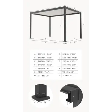 Umbra Aluminium Metal Fixed Roof Carport - 4m x 3m Free Standing