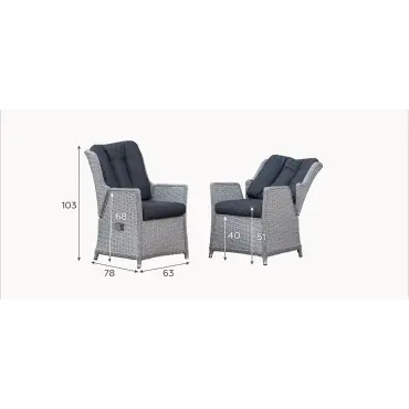 Talia Rattan Reclining Dining Chair - Set of 2