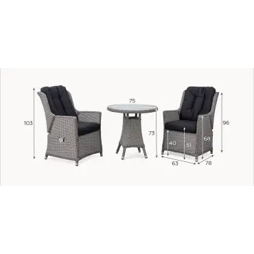 Talia 2 Seat Rattan Bistro Set - Round Table