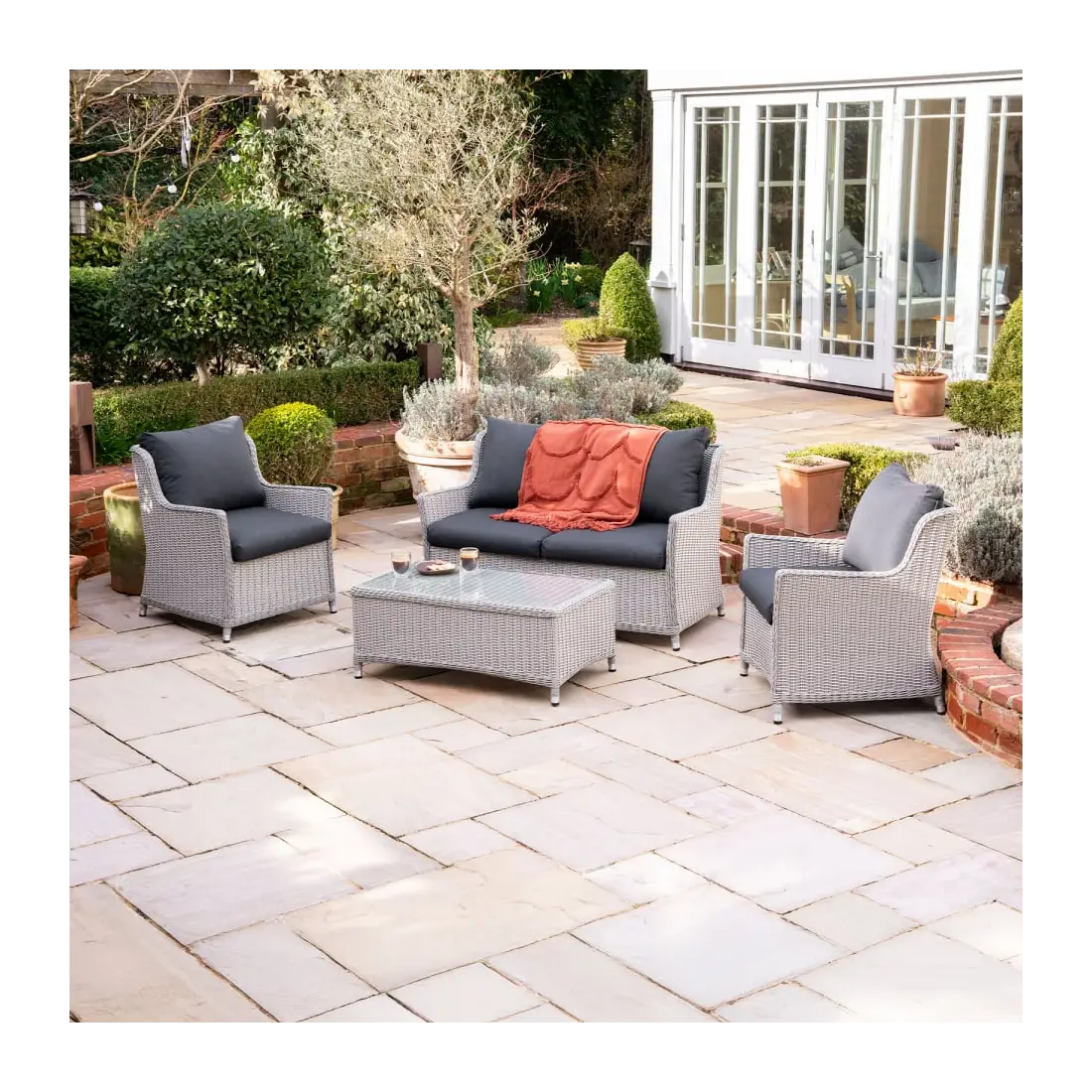 Talia Rattan 2 Seater Sofa Lounging Set