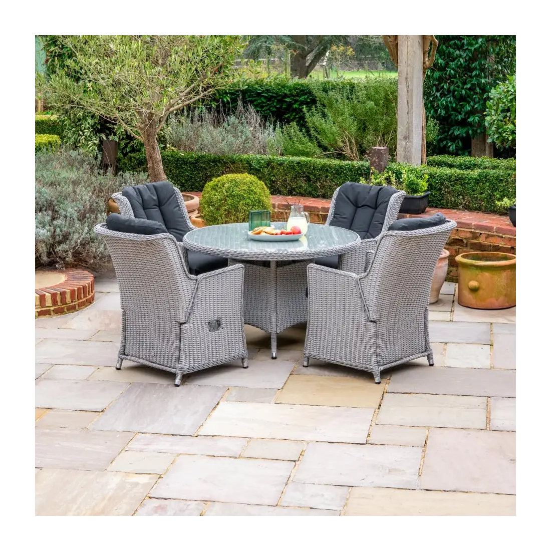 Talia 4 Seat Rattan Dining Set - Round Table